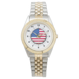 Manar USA flagga 2-Tone Bracelet Watch Armbandsur