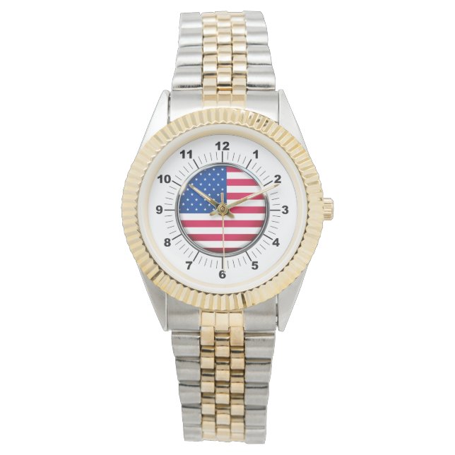 Manar USA flagga 2-Tone Bracelet Watch Armbandsur (Framsida)