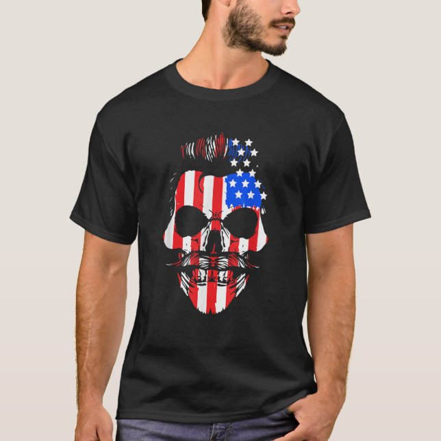 Manar USA flagga med skal 4 juli Independence day  T Shirt (Framsida)