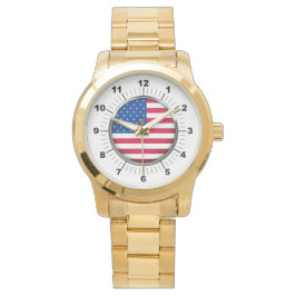 Manar USA flagga Oversized Guld Bracelet Watch Armbandsur