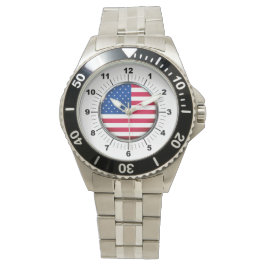 Manar USA flagga Stainless Steel Bracelet Watch Armbandsur