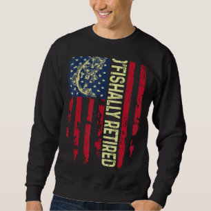 Manar Usa Patriotic Flagga O'Fishally Redraget Pap Lång Ärmad Tröja