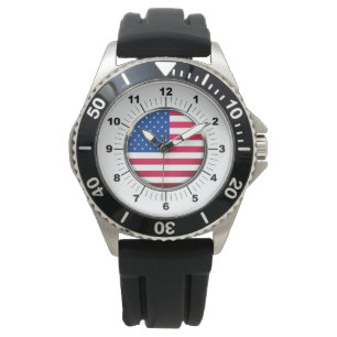 Manar USA Stainless Steel Black Rubber Strap Armbandsur