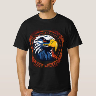 Manar Value logotyp med Blue Hawk Black T-Shirt