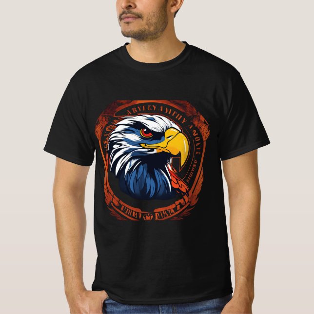 Manar Value logotyp med Blue Hawk Black T-Shirt (Framsida)