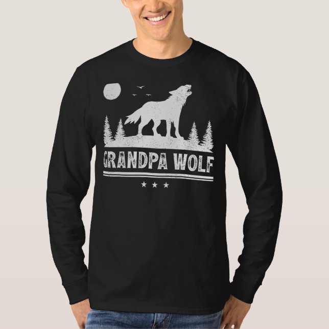 Manar Varg Djurretro Grandpa Varg Fars dag T Shirt (Framsida)