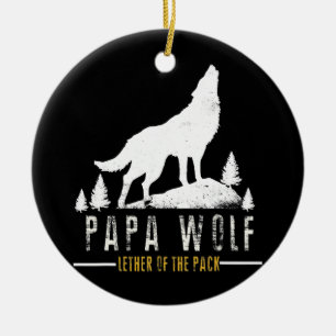 Manar Varg Pack Family Pappa Pappa Varg för Far Julgransprydnad Keramik