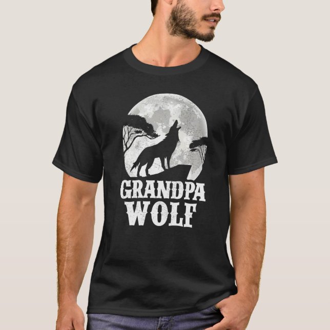 Manar Vargar Howling vid Måne Farpa Varg Fath T Shirt (Framsida)