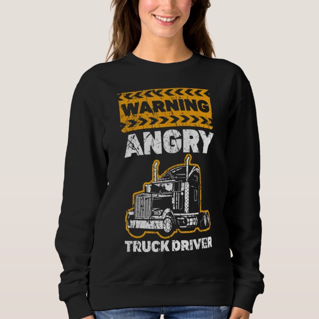 Manar Varning Arg Lastbil Drivrutinstrailer Lastbi T Shirt (Framsida)