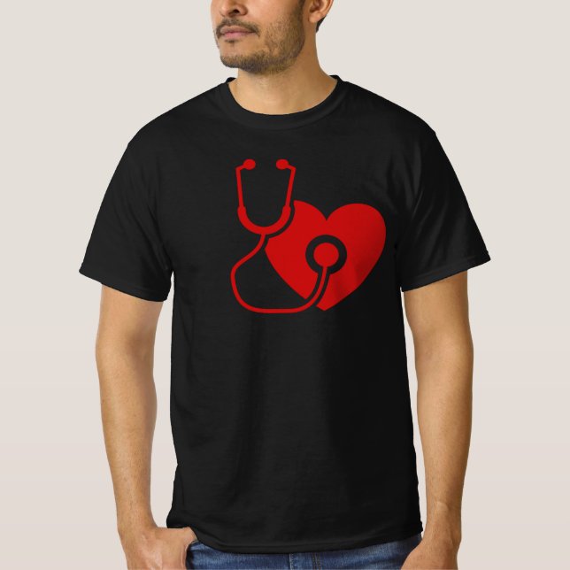 Manar Värt-shirt designad med Red Stethoscope T Shirt (Framsida)