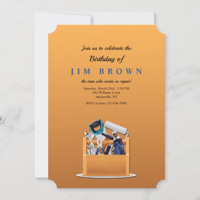 Manar Verktyg Box Birthday-inbjudan Inbjudningar (Framsida)