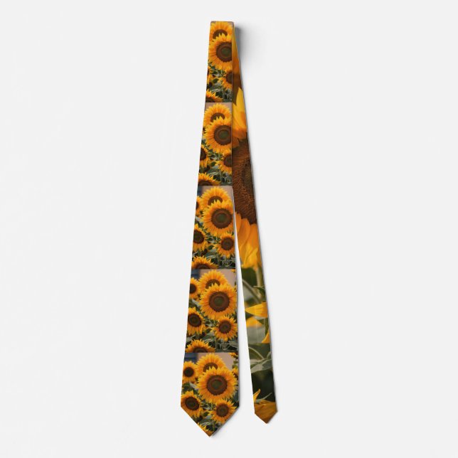"Manar Vibrant Gult Solros Skriv ut halsband. Slips (Framsida)