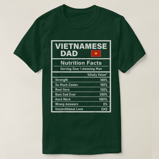 Manar vietnamesisk Pappa Nutrition Facts Fars dag  T Shirt (Design framsida)