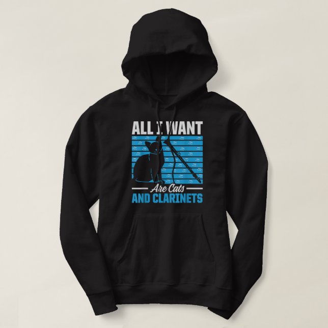 Manar vill bara ha katter och Clarinets... Hoodie (Design framsida)