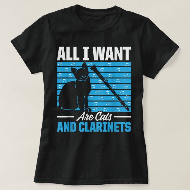 Manar vill bara ha katter och Clarinets... T Shirt (Design framsida)