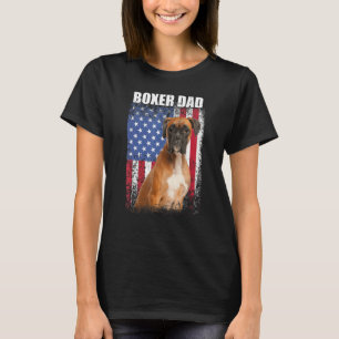 Manar Vintage American Flagga Boxer Pappa Hund for T Shirt
