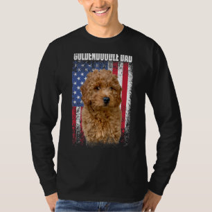 Manar Vintage American Flagga Goldendoodle Pappa F T Shirt