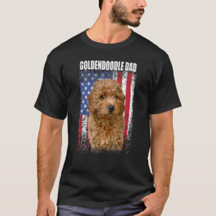 Manar Vintage American Flagga Goldendoodle Pappa F T Shirt