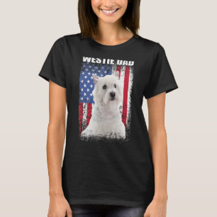 Manar Vintage American Flagga Westie Pappa Hund Fo T Shirt