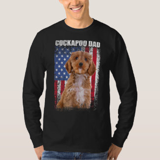 Manar Vintage Amerikanska Flagga Cockapoo Pappa Hu T Shirt