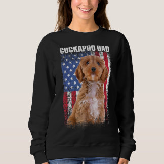 Manar Vintage Amerikanska Flagga Cockapoo Pappa Hu T Shirt