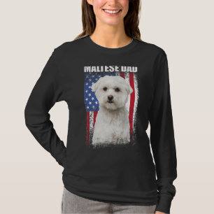 Manar Vintage Amerikanska Flagga Maltesiska Pappa  T Shirt