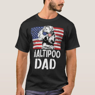 Manar Vintage Amerikanska Flagga Maltipoo Pappa Hu T Shirt