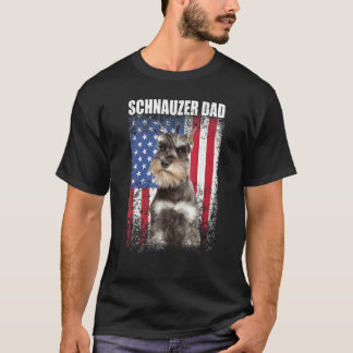 Manar Vintage Amerikanska Flagga Schnauzer Pappa H T Shirt