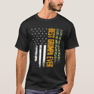 Manar Vintage Best Grumpa nånsin Camo American Fla T Shirt