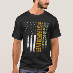 Manar Vintage Best Papou Aldrig Camo American Flag T Shirt