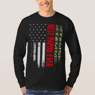 Manar Vintage Best Papou Aldrig Camo American Flag T Shirt
