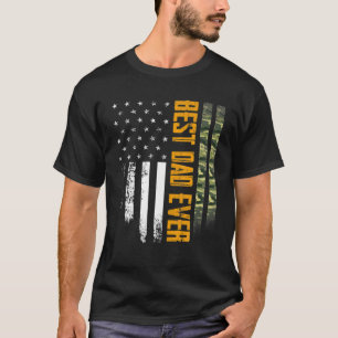 Manar Vintage Best Pappa någonsin Camo American Fl T Shirt