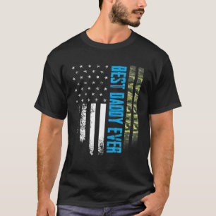 Manar Vintage Best Pappa nånsin Camo American Flag T Shirt