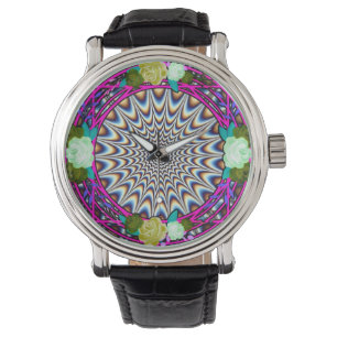 Manar Vintage Black Leather Strap Watch - Colorfu Armbandsur