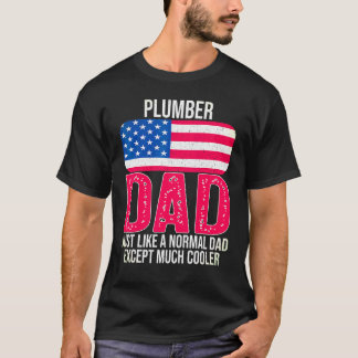 Manar Vintage Plumber Pappa American Flagga For Fa T Shirt