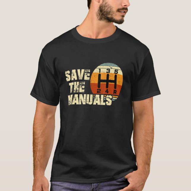 Manar Vintage Spara Ställhandsmanuell transmission T Shirt (Framsida)