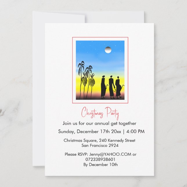 Manar, vit, blå jul inbjudningar (Framsida)