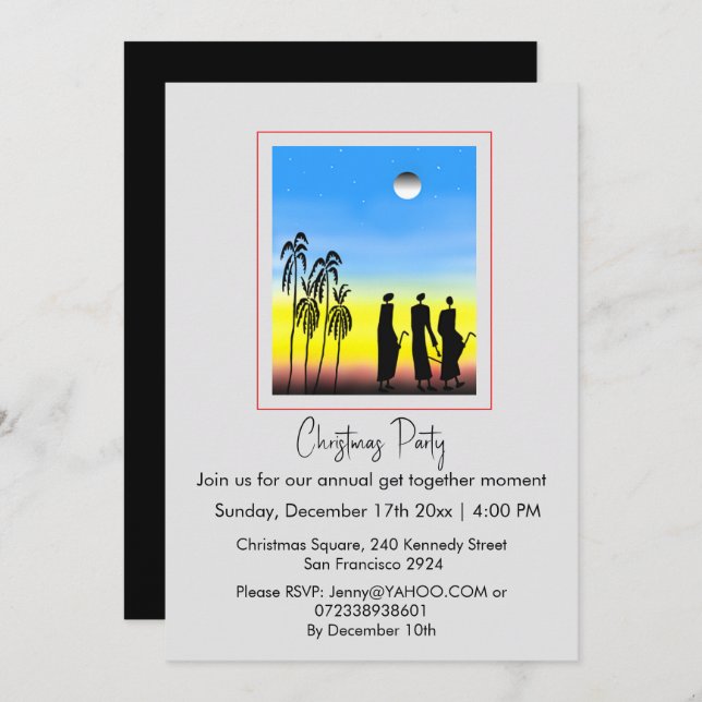 Manar, vit, blå jul inbjudningar (Fram/baksida)