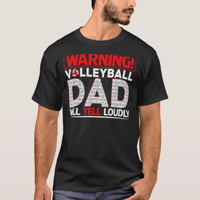 Manar Volleyball Pappa Varning Pappa kommer att fu T Shirt (Framsida)