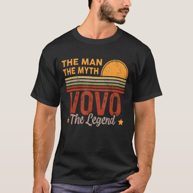 Manar Vovo The Man Myth Legend Retro Grandpa Far T Shirt (Framsida)