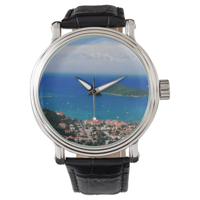 Manar Watch with Black Band Caribbean Scene Armbandsur (Framsida)