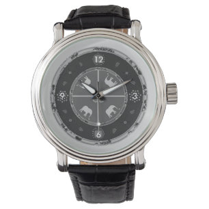 Manar Watches Black Anpassningsbar elephants Armbandsur