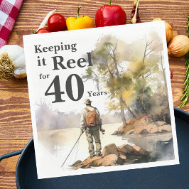 Manar Watercolor Fishing Födelsedagsfest Pappersservett