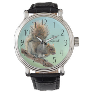 Manar Watercolor Wildlife Grått Squirrel Watch Armbandsur