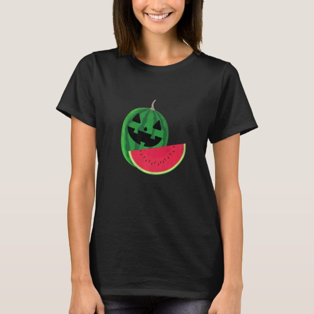 Manar Watermelon Slice Melon Lazy Halloween Costum T Shirt (Framsida)