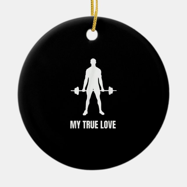 Manar Weightlifter Barbell-träningsfack Julgransprydnad Keramik (Framsidan)