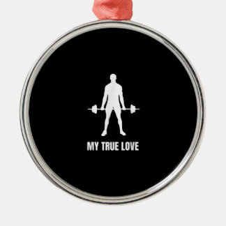Manar Weightlifter Barbell-träningsfack Julgransprydnad Metall