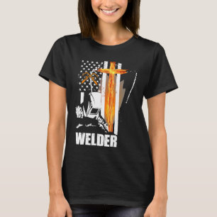Manar Welder American Flagga Usa Patriotic Welder T Shirt