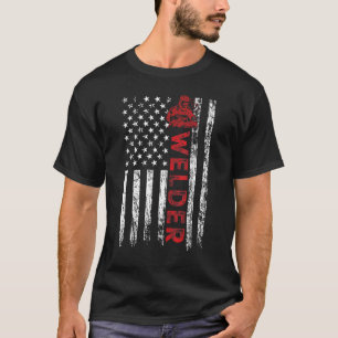 Manar Welder American US Flagga Patriotic Welding  T Shirt