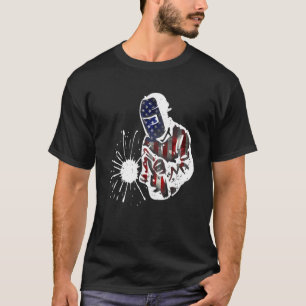 Manar Welder Distress Usa American Flagga Welding T Shirt